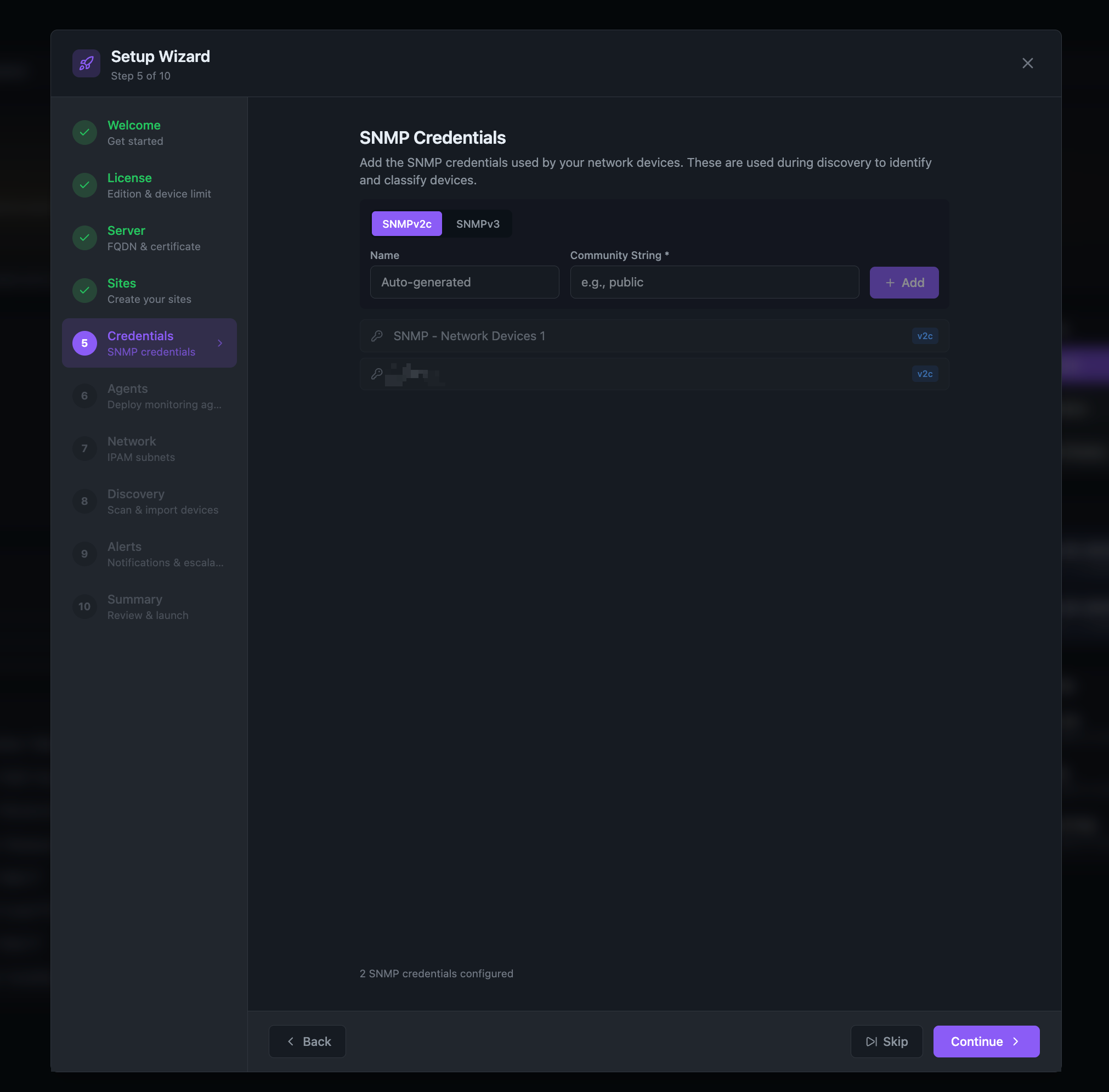 Setup Wizard — Step 5: Credentials