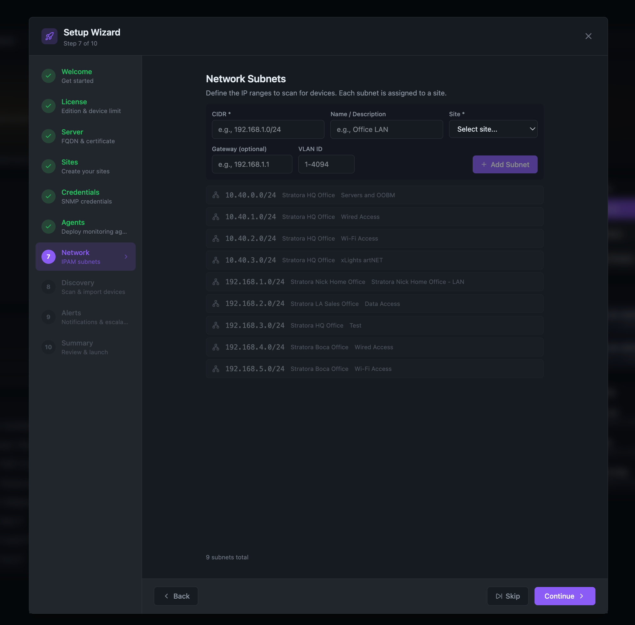 Setup Wizard — Step 7: Network