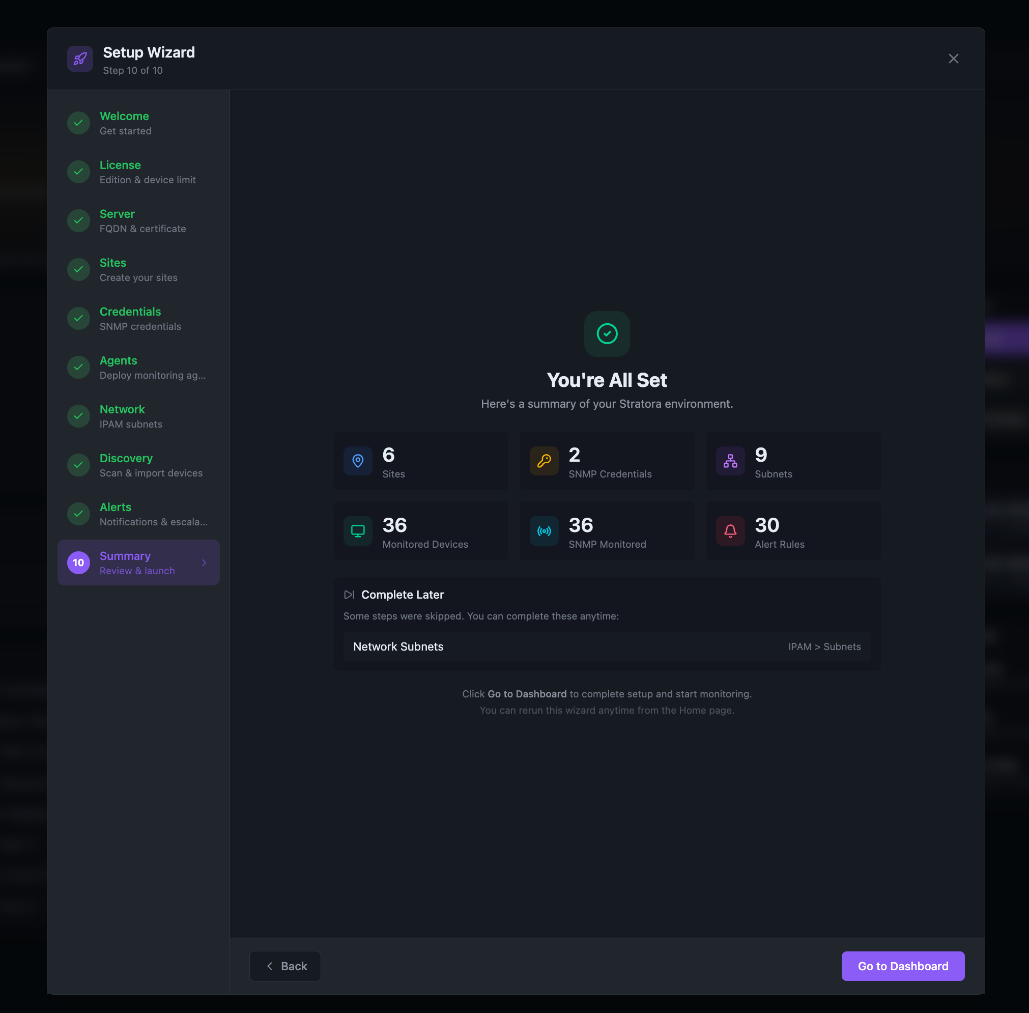 Setup Wizard — Step 10: Summary
