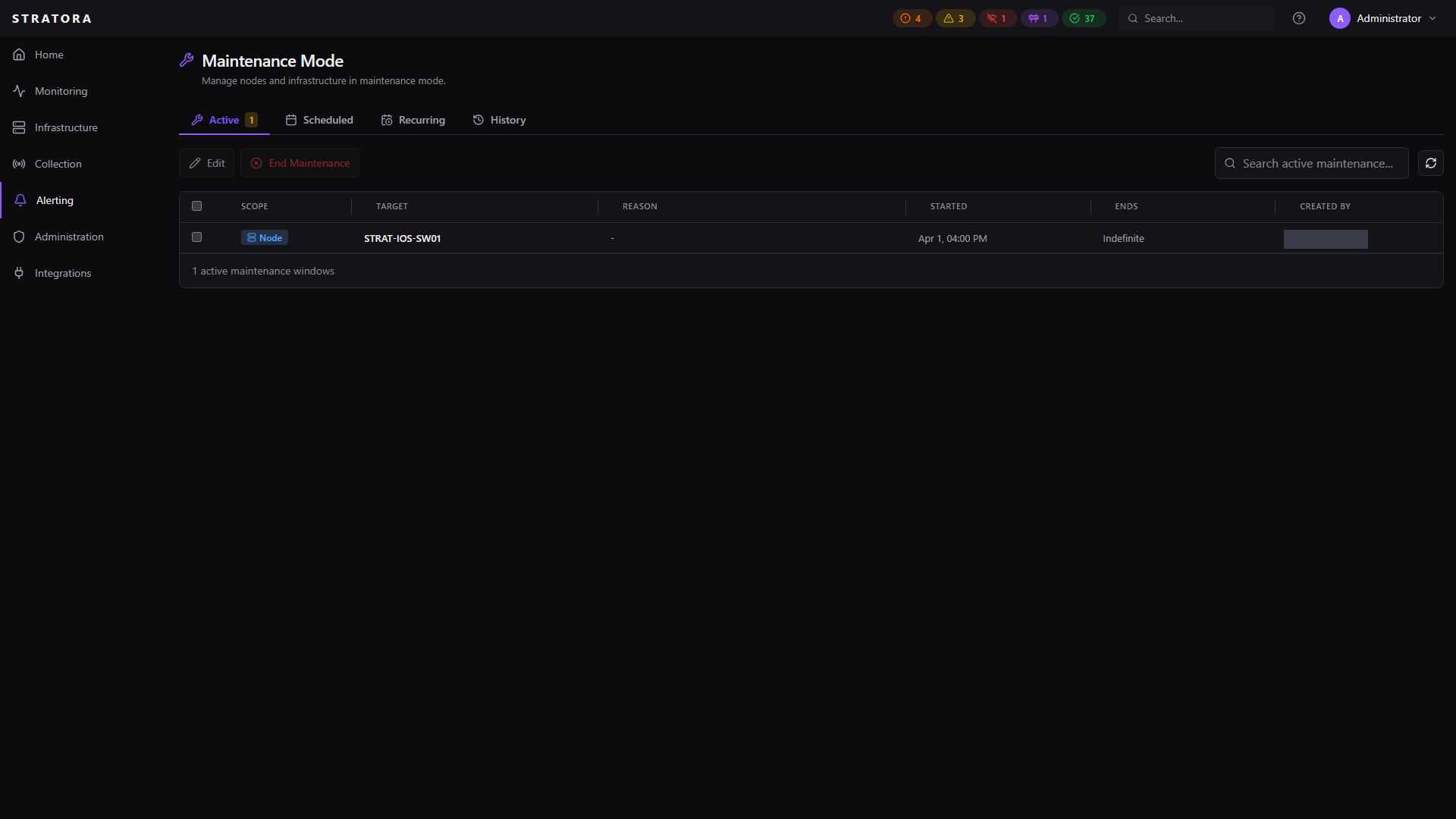 Maintenance — Scheduled tab with future windows queued to start